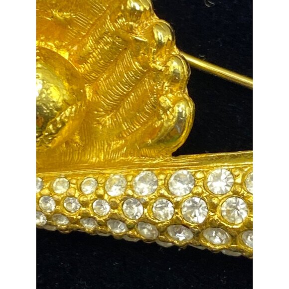 Cookie Lee Goldtone Baseball Bat & Glove Brooch With Rhinestones J0242 - Picture 4 of 9